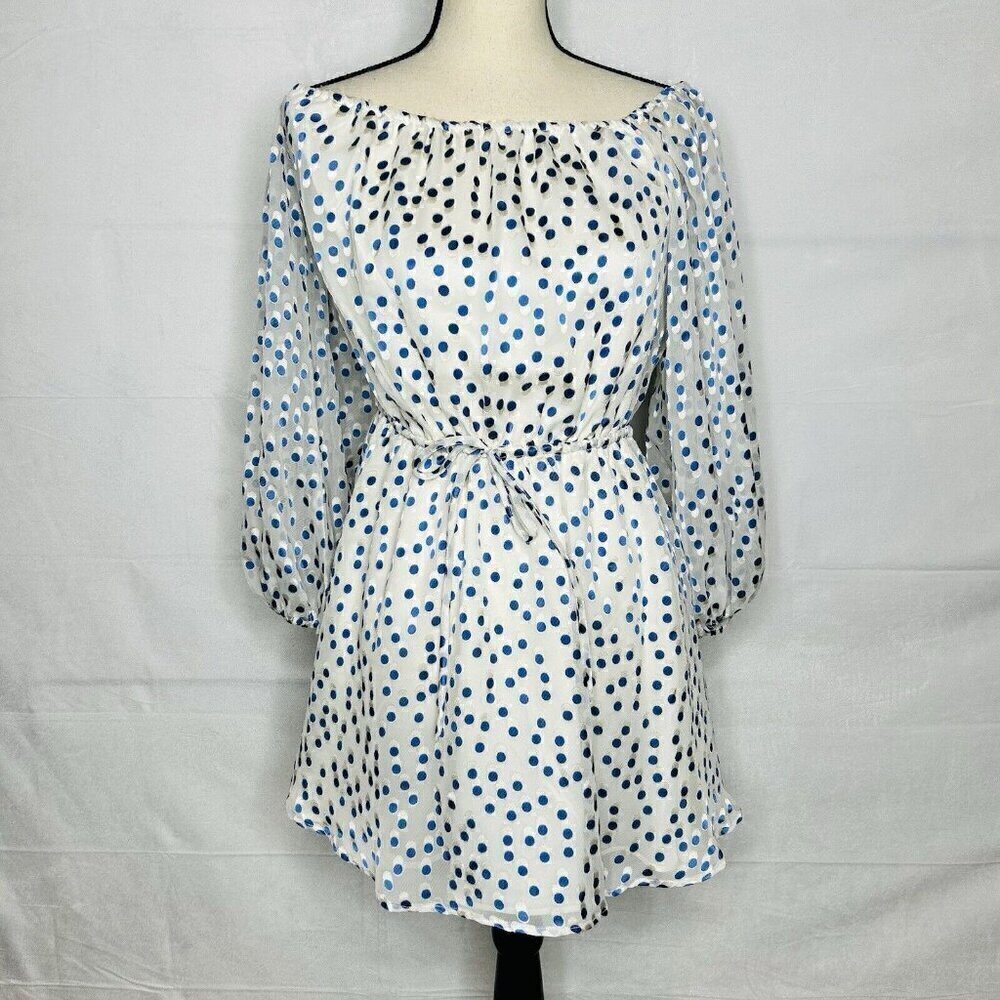 Lovers + Friends World Traveler Dress Size S Blue Polka Dot Speckled Ocean